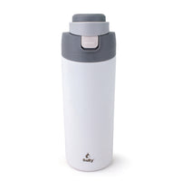 Sully Double Wall Stainless Steel Vacuum Flask - 25 oz - Grey-Features a push-button dual lid for sipping or chugging