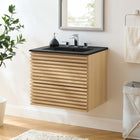Modway Render 24" Wall-Mount Bathroom Vanity - Oak/Black-Walnut Grain Vanity