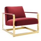 Modway Seg Performance Velvet Accent Chair - Gold Maroon-Modern Accent Chair