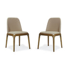 Manhattan Comfort Courding 20.9" Modern Faux Leather Upholstered Dining Chair - Tan and Walnut - Set of 2-Modern Dining Chair Perfect for Dining and Home Office Use. Set of 2