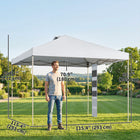 Outsunny 9.6 ft W x 9.6 ft L Pop Up Canopy Tent with Pockets - 1-Button Push - White-Top vent for better airflow and heat dissipation