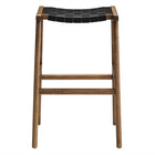Modway Saoirse Leather Wood Bar Stool - Walnut Black - Set of 2-8