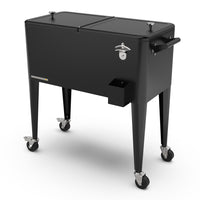 Permasteel 80 qt Retro Rolling Patio Cooler with Divider - Black-Spacious 80 quart capacity provides generous storage for up to 110 12oz cans, plus ice