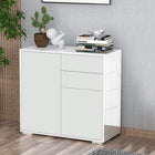 HOMCOM 31.1" L High Gloss Buffet Sideboard with 2 Drawers - White-Suitable for the living room, dining room, and office