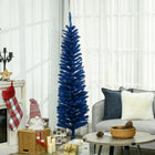 HOMCOM 6' Pencil Artificial Christmas Tree - Deep Blue-Realistic branches give a full and lush look to the tree 