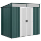 Outsunny Outdoor Storage Shed with Foundation Kit - 6.5' x 4' - Green-Works as a metal bike shed, a tool shed, a generator shed, or a lawn mower storage

