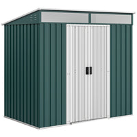 Outsunny Outdoor Storage Shed with Foundation Kit - 6.5' x 4' - Green-Works as a metal bike shed, a tool shed, a generator shed, or a lawn mower storage
