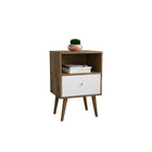 Manhattan Comfort Liberty 1.0 Nightstand, Rustic Brown/White (203AMC96)-Modern Nightstand for Bedroom or Living Room use.