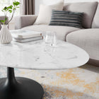 Modway Lippa 48" Oval Faux Marble Coffee Table - Black White-Non-Marking Felt Pad