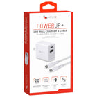 Helix USB-C + USB-A Wall Charger with Cable - 20W - White-USB-C & USB-A Ports