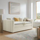 Modway Veyla Channel Tufted Boucle Twin Daybed with Trundle - Cloud-Channel Tufted Upholstered Frame