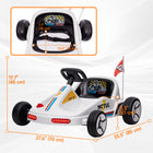 Qaba 6V 7AH Electric Battery Powerd Kids Go Kart - White-Constructed from PP and metal for longevity 