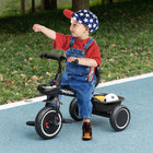 Qaba Toddler Tricycle with Adjustable Seat - Black-Seat Size: 9.4"W x 6.7"D (24 x 17 cm). Seat Height: 13.8" (35 cm) 