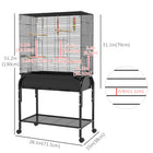 PawHut 51" H Bird Cage with Rolling Stand and Toys - Black-Bird toys for entertainment 