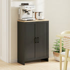 HOMCOM Modern 23.6" L Buffet Cabinet with Storage - Black-Shaker doors with natural top for simple decor