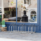 HOMCOM 3-Bike Bicycle Floor Parking Rack for Indoor and Outdoor Use - Silver-You can transform it into a single bike parking rack
