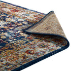 Modway Entourage Jessa Distressed Vintage Floral Lattice Area Rug - 8 ft W x 10 ft L - Blue Orange Yellow Red-8