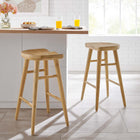 Modway Saville Backless Wood Counter Stools - Oak - Set of 2-Backless Design
