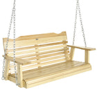 Outsunny 2-Seater Wood Porch Swing with Adjustable Hanging Chains-Can comfortably seat two people
