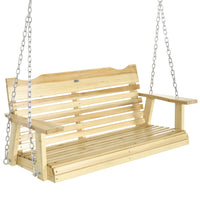 Outsunny 2-Seater Wood Porch Swing with Adjustable Hanging Chains-Can comfortably seat two people

