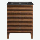 Modway Render 24" Bathroom Vanity - Walnut/Black-Mid-Century Modern Style