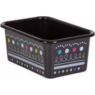 Teacher Created Resources Small Plastic Storage Bin - Chalkboard Brights - 3 Pack-Small books, notepads, toys, games, and supplies can be stored away to help your room stay clutter free.