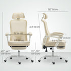 HOMCOM Ergonomic Reclining Office Chair - Beige-Smooth PU casters glide silently on floors without causing any scratches
