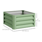Outsunny Raised Garden Bed with Galvanized Steel Frame - 23.5" L x 23.5" W x 12" H - Light Green - 2 Pack-Galvanized steel material is powder coating for outdoor use 