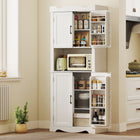 HOMCOM 73" H Kitchen Pantry Cabinet with Door Shelves - White-Door shelves come with guardrails to prevent items from falling 