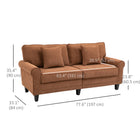 HOMCOM Modern 3-Seater Corduroy Sofa Couch with Rolled Armrests - Brown-Generously padded upholstery and extra pillows deliver exceptional support and relaxation   