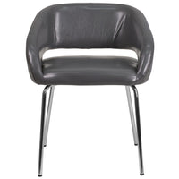 Flash Furniture Fusion Series Contemporary Leather Side Reception Chair - Grey-Lounge Chair