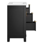 Modway Dixie 36" Solid Wood Bathroom Vanity Cabinet - Black/White-Assembly Required