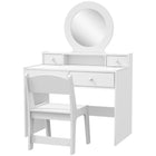 Qaba Kids Vanity and Dressing Table with Mirror and Stool - White-MDF construction with rounded edges enhances safety during use 