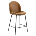 Modway Scoop Black Powder Coated Steel Leg Vegan Leather Counter Stool - Tan-Modern Counter-Height Stool