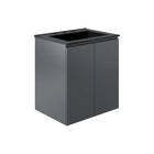 Modway Bryn 24" Wall-Mount Bathroom Vanity - Grey/Black-Modern Bathroom Vanity