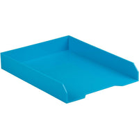 JAM Paper Stackable Paper Organizer Tray - Blue-Front-Load Desk Top Letter Tray | Colour: Blue