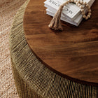 Modway Maris Seagrass and Wood Coffee Table - Walnut Natural-Sturdy Metal Frame