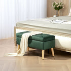 HOMCOM Upholstered Storage Ottoman Bench - Dark Green-Comfortable fabric exterior and soft foam creates an optimal seating area  