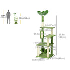 PawHut 56" Large Cat Tree Tower with Hammock - Green-Build in anti-tipping device to keep the cat tower safe 