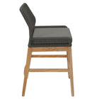 Modway Wellspring Outdoor Patio Teak and Rope Counter Stool - Gray Graphite-Non-Marking Foot Pins