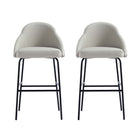 Manhattan Comfort Gracie 22" Modern Leatherette Upholstered Barstool - Stone and Black - 2 Pack-Modern Barstool with Backseat Perfect for Bar and Kitchen Use. Set of 2