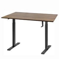 Ezywork Manual Height Adjustable Standing Desk - 48" x 24" - Black Frame / Dark Wood Table Top-Hand Crank Height Adjustable Desk Frame