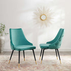 Modway Adorn Performance Velvet Dining Side Chair - Teal - 2 Pack-Performance Velvet Polyester Upholstery