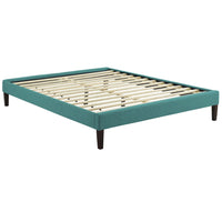 Modway Tessie Fabric Full Bed Frame with Squared Tapered Legs - Teal-Solid Wood Frame
