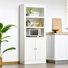 HOMCOM 72" H Kitchen Pantry, Buffet Hutch, and Bookcase Cabinet - White-3 open compartments and a large cabinet with 2 shelves provide ample storage space 