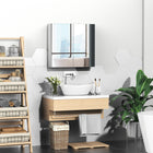 Kleankin Cabinet with Mirror, Doors and Shelf - White-Mirrors outside provide convenience for getting ready to tackle the day  