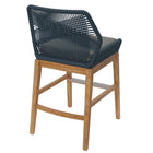Modway Wellspring Outdoor Patio Teak and Rope Counter Stool - Blue Graphite-Removable Cushion