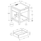 Monarch Specialties 3202 24" Contemporary Side Accent Table 2-Tier - Storage Drawer - Black Oak Laminate - Black Metal-Durably designed, this accent table is easy to assemble and features an easy to clean top, ensuring it stands the test of time