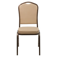 Flash Furniture HERCULES Series Crown Back Stacking Banquet Chair in Tan Vinyl - Copper Vein Frame-Multipurpose Banquet Chair