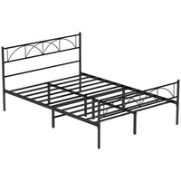 HOMCOM Full Size Metal Platform Bed Frame with Headboard - Black-Non-squeaky structure provides you with a quality sleeping atmosphere